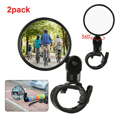 2-pack Mini Rotaty Round Handlebar Glass Rear View Mirror For Road Bike Bicycle