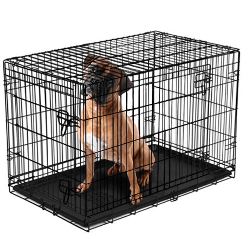 48 Inch Dog Crate Folding Kennel Pet Cage Metal Door Tray Xl Large Black Wire
