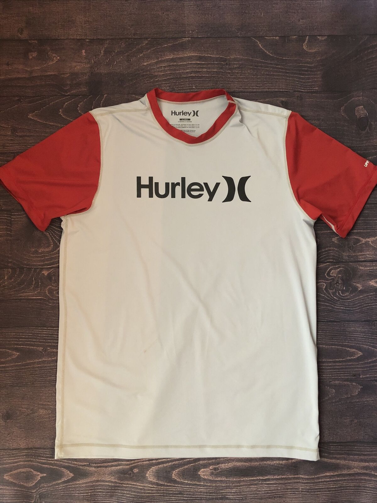 Hurley Rash Guard Upf50+ Gray & Red Men's Size Xl