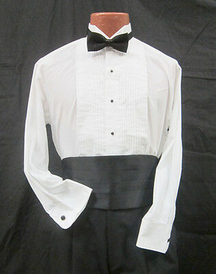 New Black Satin Tuxedo Bow Tie and Cummerbund Set Waiter Catering Work Wear