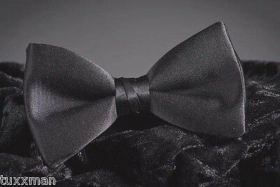 New Men's Adj.banded Black Bow Tie Tuxedo Real Satin Pre Tied Tux Shirt  Tuxxman
