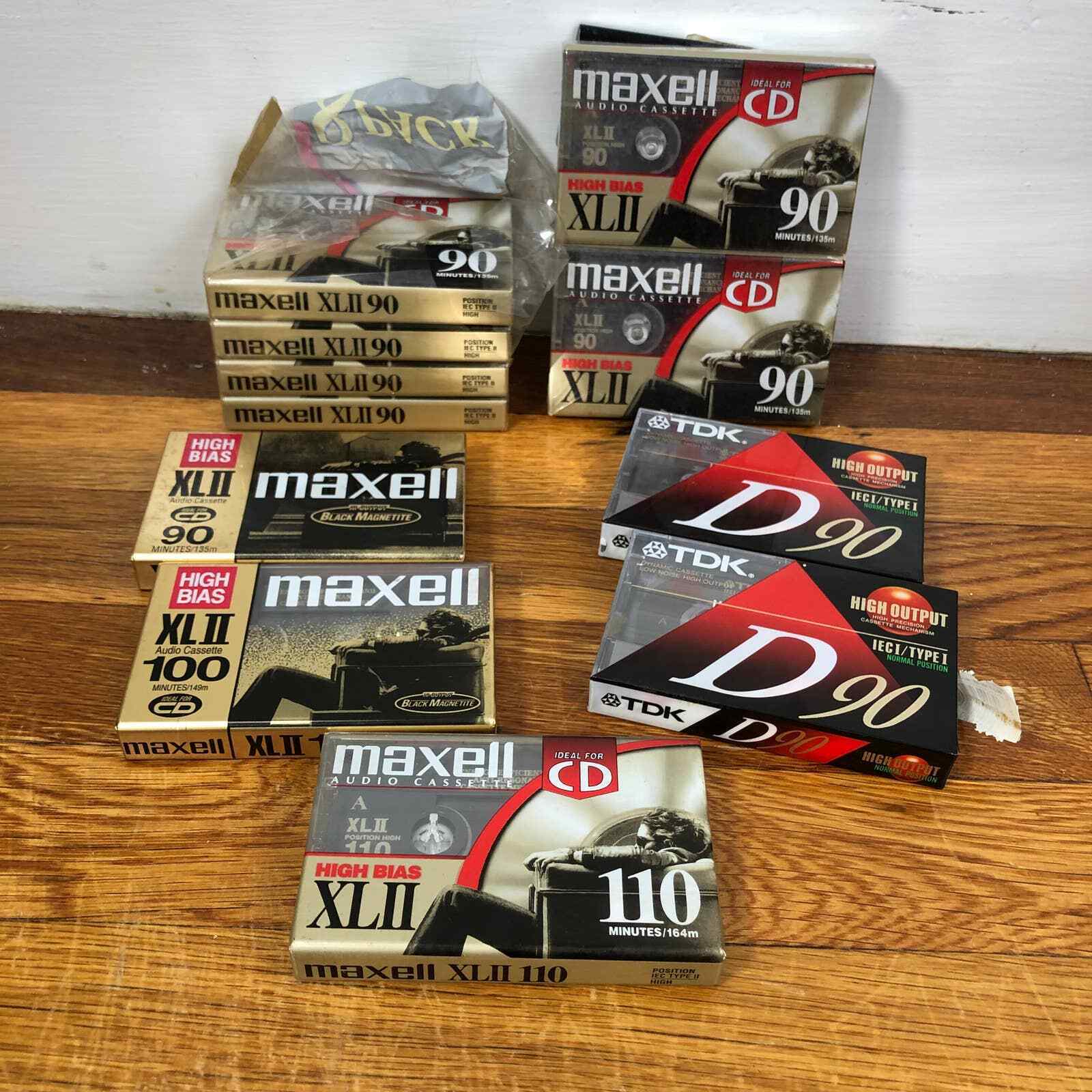 Lot Of 11 Sealed Blank Cassette Tapes Maxell 90 100 110 + Tdk