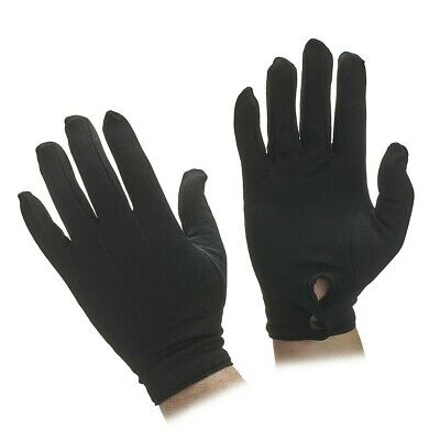 BLACK Nylon Formal Tuxedo Gloves NEW Adult One Size SNAPS